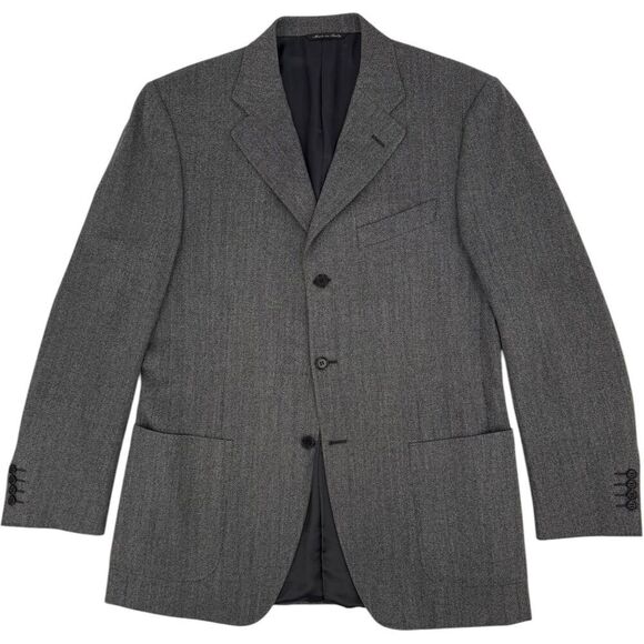 Canali Men's 3 Button Wool Blazer Patch Pockets Charcoal Gray Size 40R - Picture 1 of 15